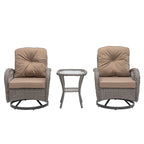 Ensemble de 3 chaises de jardin pivotantes et basculantes d'extérieur, ensemble de conversation de terrasse à 360 degrés