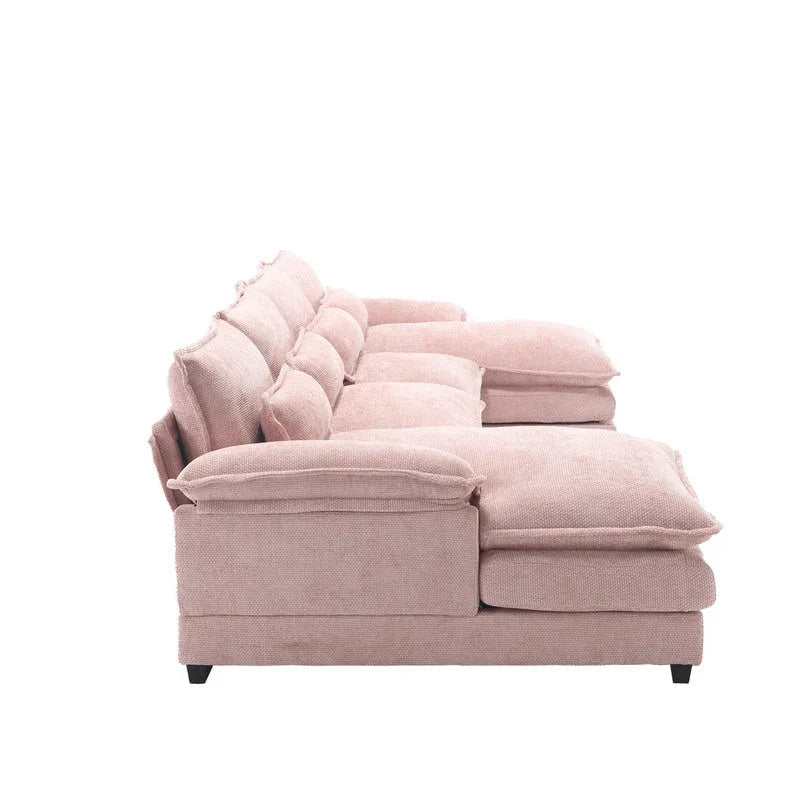 Canapé modulable Cloud pour salon, canapé d'angle moderne en chenille/boucle, canapé convertible modulable confortable avec double méridienne