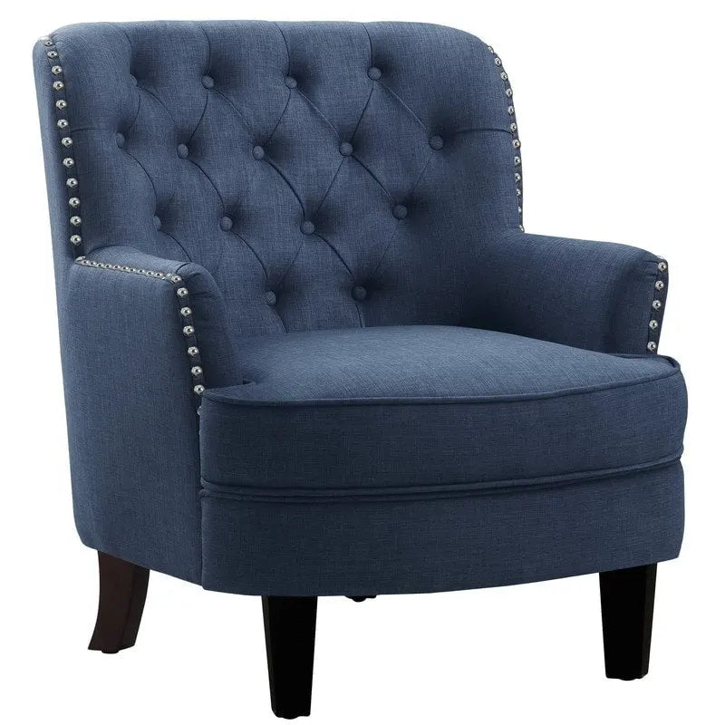 Moser Bay Mignon Fauteuil d'appoint à oreilles capitonné large de 76 cm en velours et lin