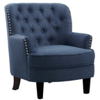 Moser Bay Mignon Fauteuil d'appoint à oreilles capitonné large de 76 cm en velours et lin