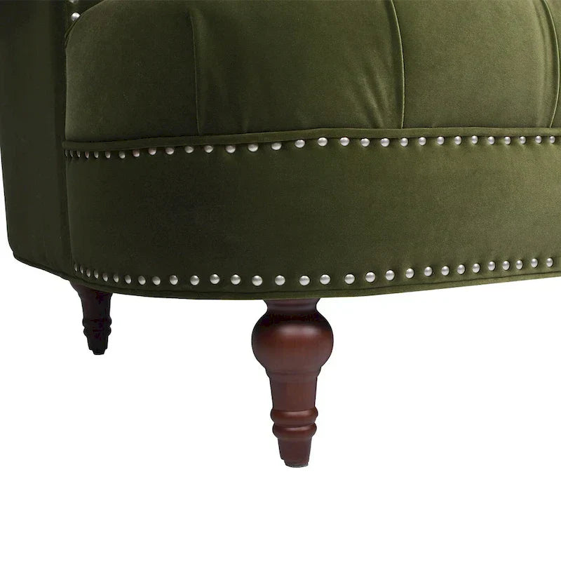 Canapé capitonné chesterfield La Rosa 84 en velours, style moderne du milieu du siècle