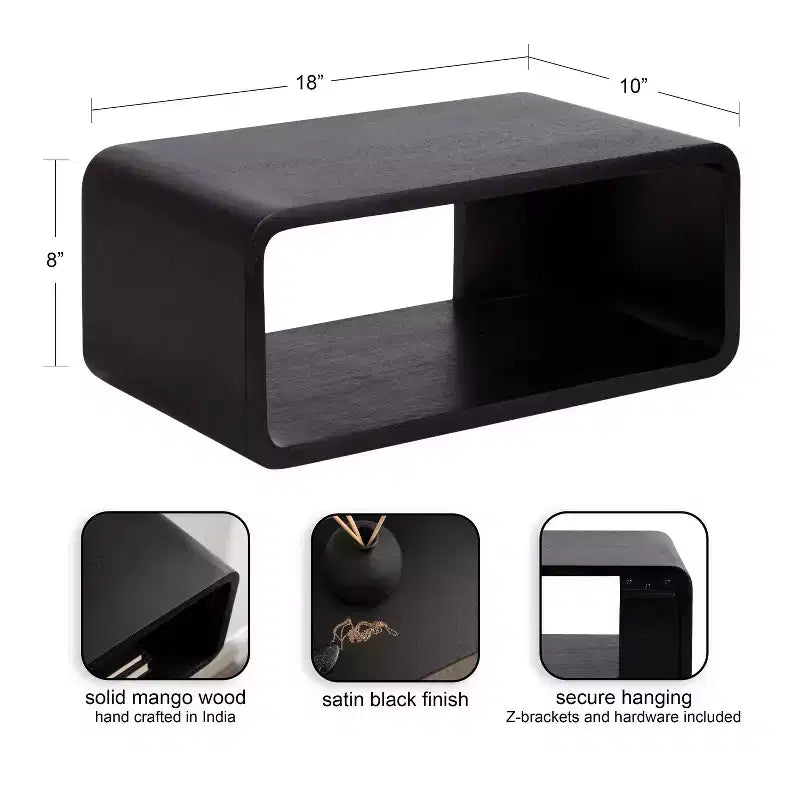 Kate & Laurel Deguara Étagère flottante noire 45,7 x 25,4 cm pour tous les décors