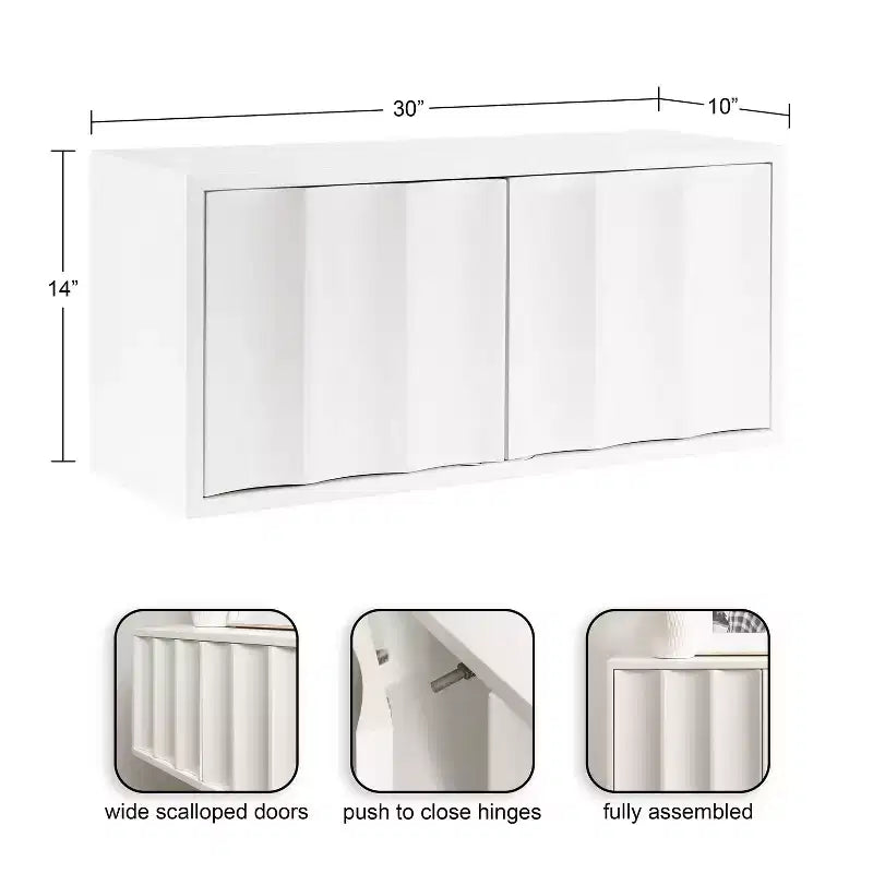 Kate & Laurel All Things Decor Armoire Murale Scallop Sartell Blanc 76 x 25 x 35 cm