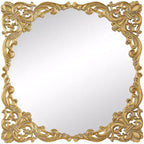 Olivia & May Metal Floral Ornate Baroque Room Wall Mirror with Distressed Details Gold