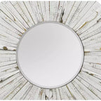 Miroir Mural en Bois de Ferme Moderne Vieilli Blanc - StyleCraft : Verre Antiquaire, Cadre en Sapin et MDF