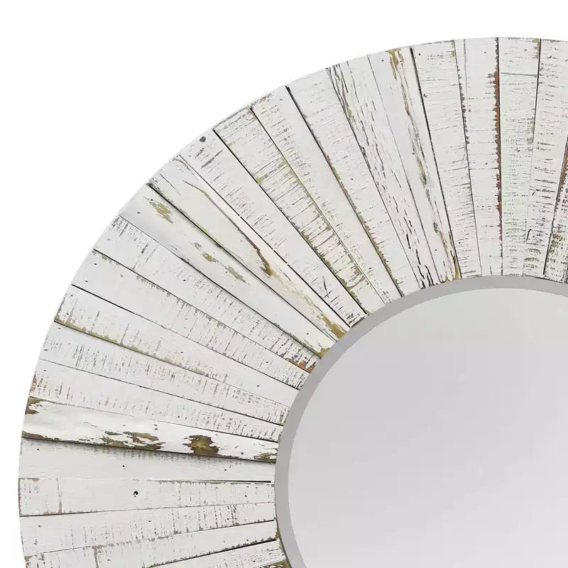 Miroir Mural en Bois de Ferme Moderne Vieilli Blanc - StyleCraft : Verre Antiquaire, Cadre en Sapin et MDF