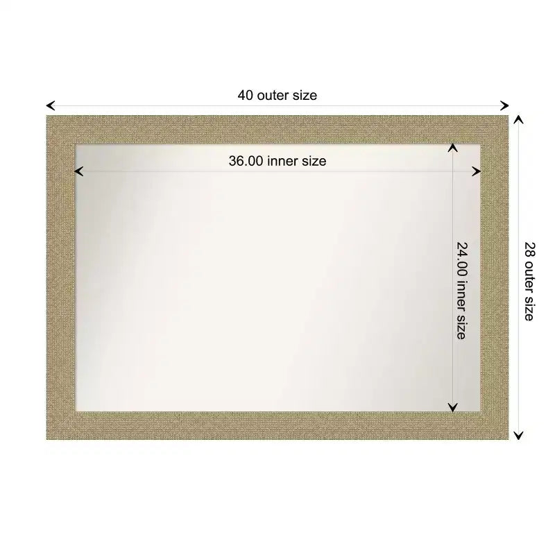 Miroir mural mosaïque doré non biseauté 40 po x 28 po - Amanti Art