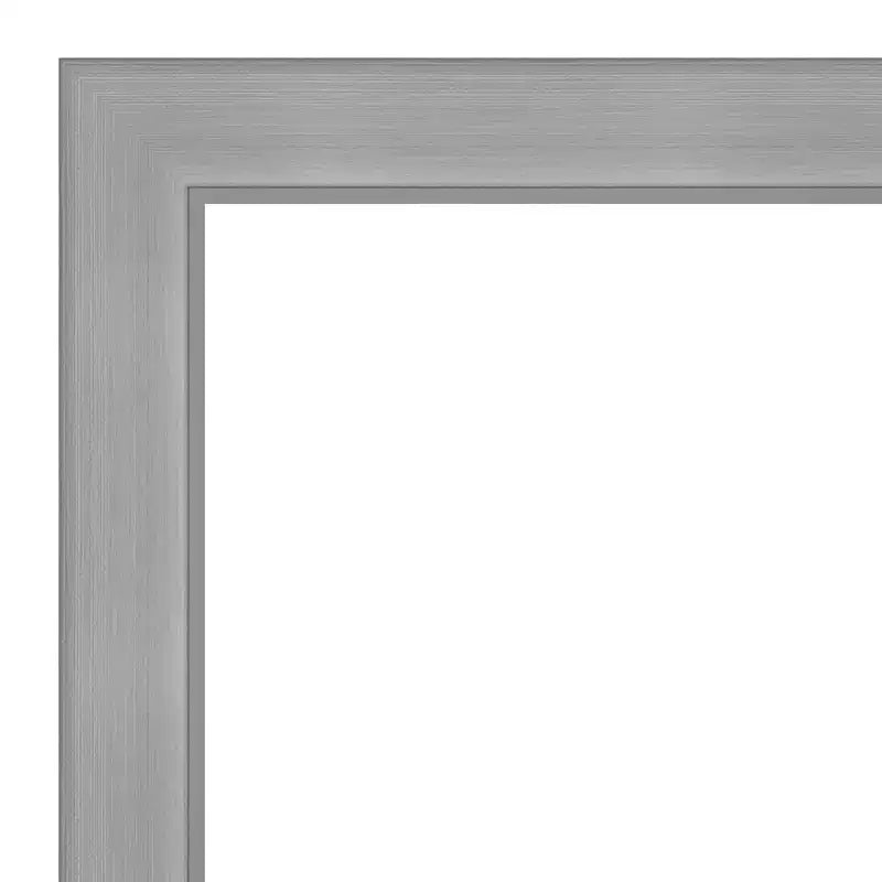 Miroir mural Vista brossé nickel 40" x 28" sans biseau - Amanti Art : Rectangle moderne, cadre en polystyrène