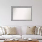 Miroir mural Vista brossé nickel 40" x 28" sans biseau - Amanti Art : Rectangle moderne, cadre en polystyrène