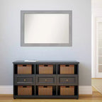 Miroir mural Vista brossé nickel 40" x 28" sans biseau - Amanti Art : Rectangle moderne, cadre en polystyrène