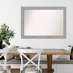 Miroir mural Vista brossé nickel 40" x 28" sans biseau - Amanti Art : Rectangle moderne, cadre en polystyrène