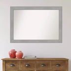 Miroir mural Vista brossé nickel 40" x 28" sans biseau - Amanti Art : Rectangle moderne, cadre en polystyrène