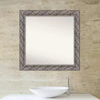 Miroir mural de salle de bain Luxor en bois argenté de 32 po x 32 po - Amanti Art : Carré moderne, quincaillerie de montage incluse