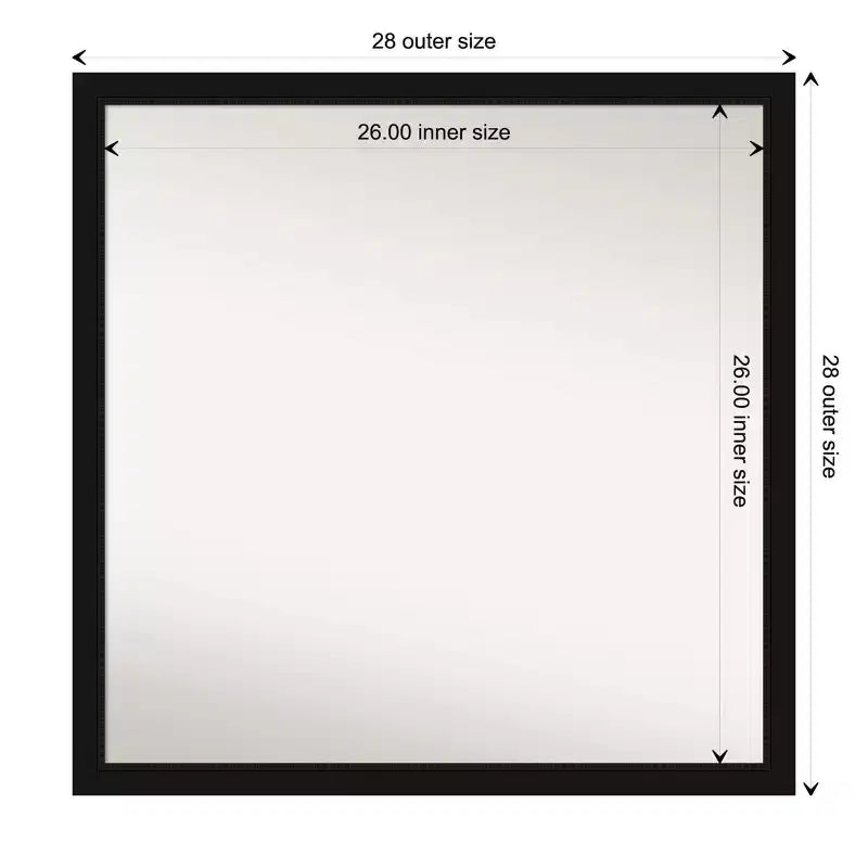 Miroir mural étroit noir Avon non biseauté 28" x 28" - Amanti Art