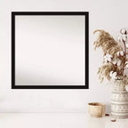 Miroir mural étroit noir Avon non biseauté 28" x 28" - Amanti Art