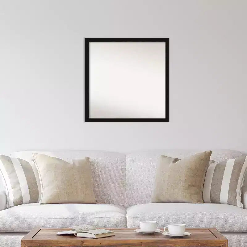 Miroir mural étroit noir Avon non biseauté 28" x 28" - Amanti Art