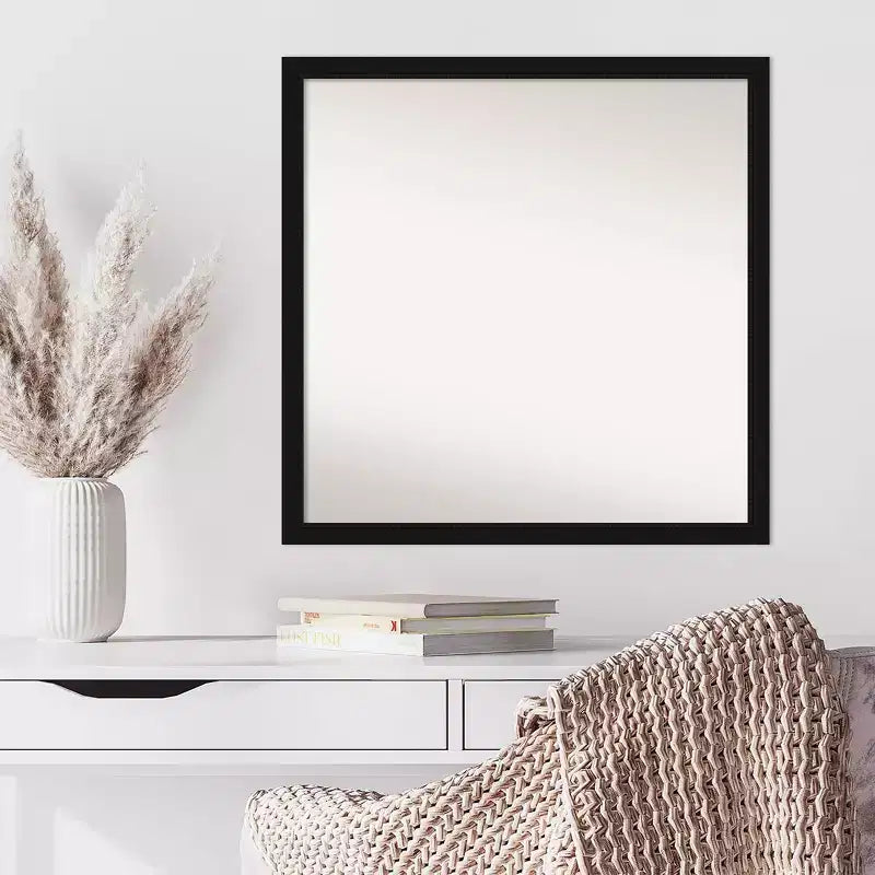 Miroir mural étroit noir Avon non biseauté 28" x 28" - Amanti Art