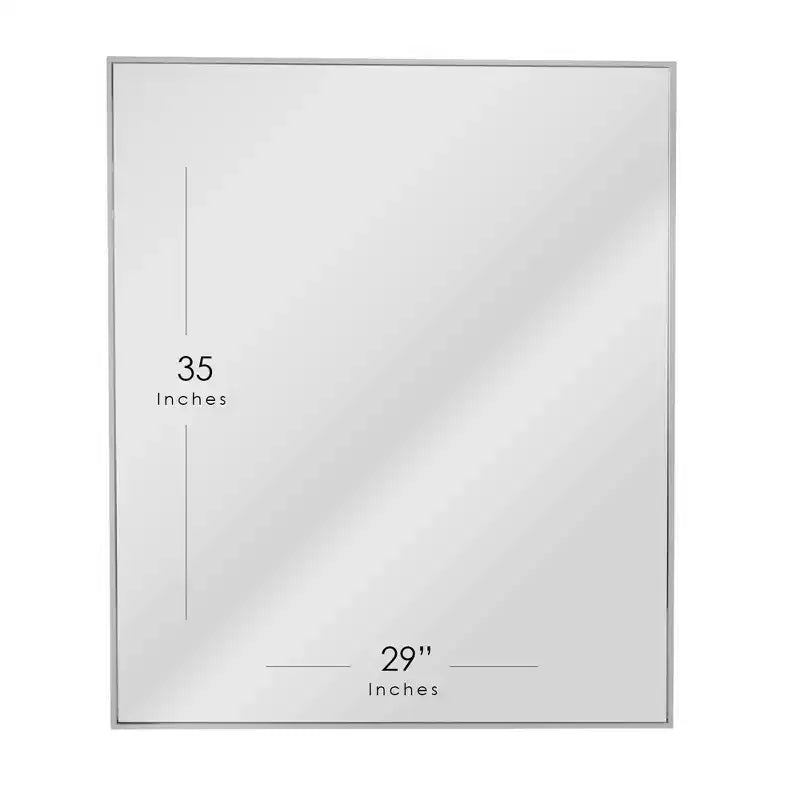Miroir mural rectangulaire moderne 30" x 36" Spectrum Chrome - Head West : Cadre métallique, fixation incluse