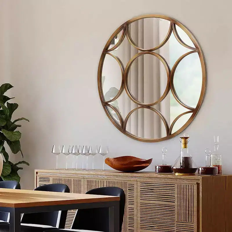 Miroir Mural Rond Howard Elliott 32" : D'inspiration européenne, détails complexes, aucun assemblage requis