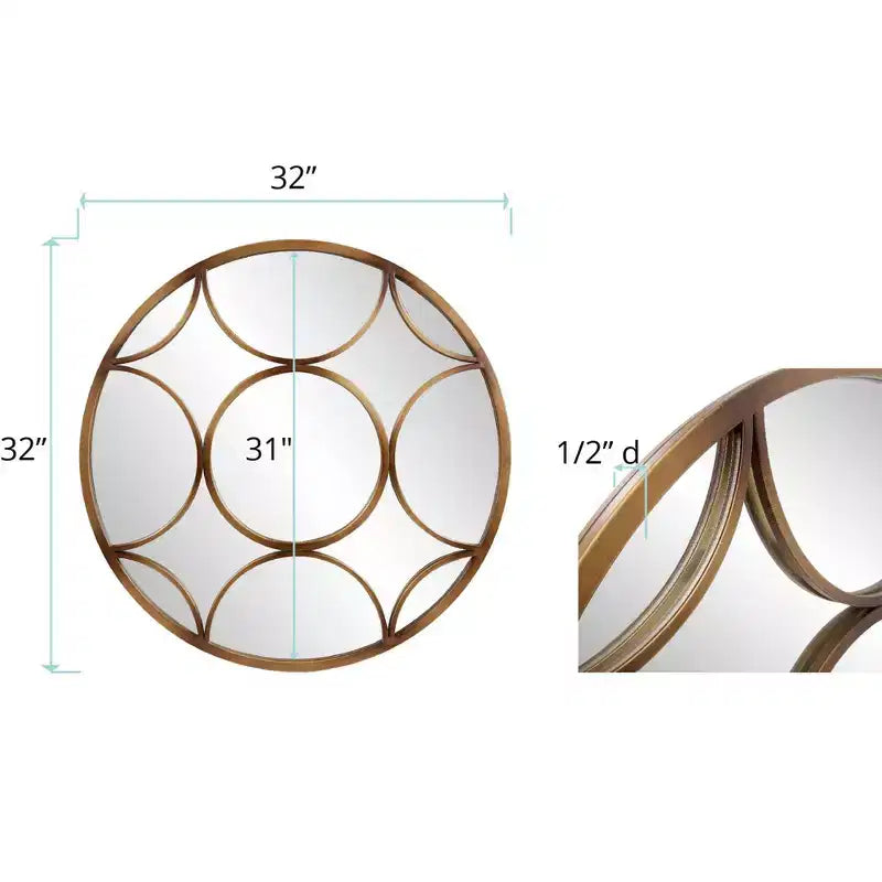 Miroir Mural Rond Howard Elliott 32" : D'inspiration européenne, détails complexes, aucun assemblage requis
