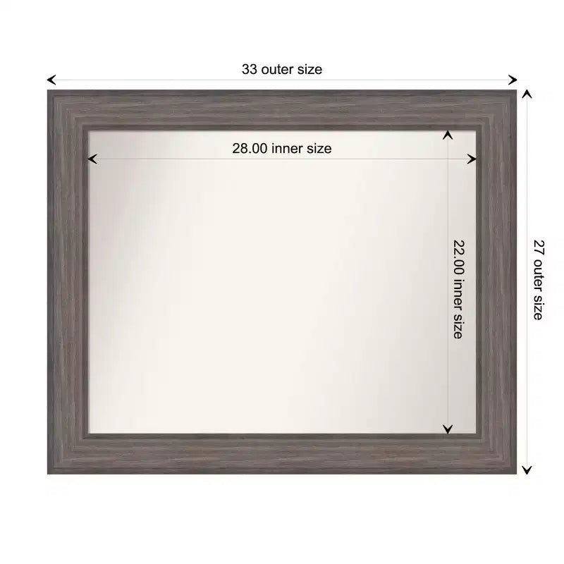 Miroir mural de salle de bain en bois de grange non biseauté 33" x 27" marron - Amanti Art