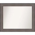 33" x 27" Non-Beveled Country Barn Wood Bathroom Wall Mirror Brown - Amanti Art