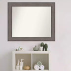 Miroir mural de salle de bain en bois de grange non biseauté 33" x 27" marron - Amanti Art