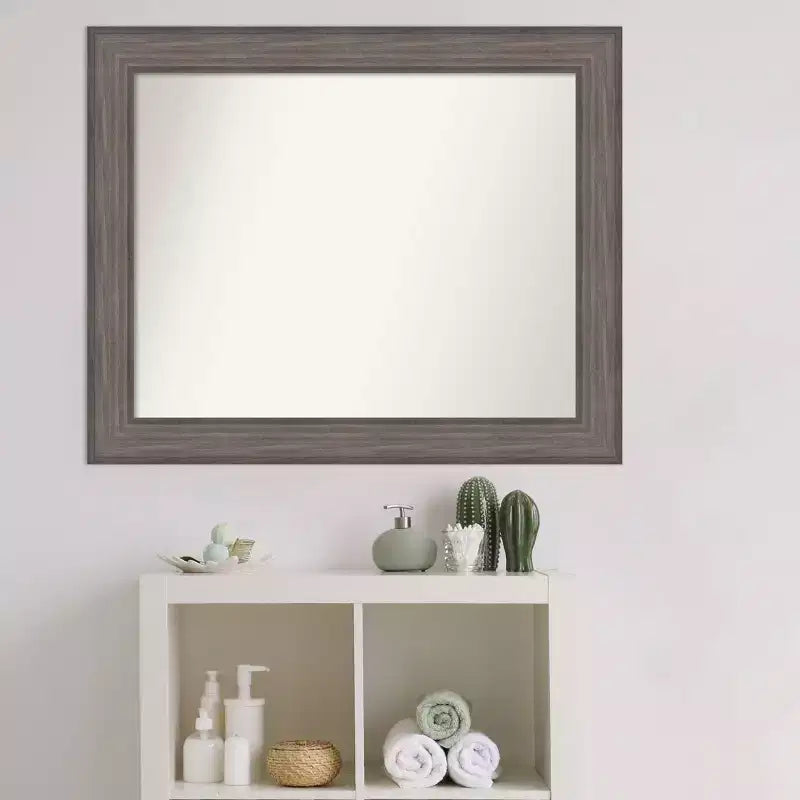 Miroir mural de salle de bain en bois de grange non biseauté 33" x 27" marron - Amanti Art