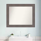 Miroir mural de salle de bain en bois de grange non biseauté 33" x 27" marron - Amanti Art