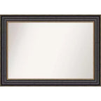 42" x 30" Non-Beveled Thomas Black Bronze Bathroom Wall Mirror - Amanti Art: Rectangle, Polystyrene Frame, Wall Mounted
