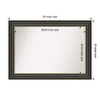 Miroir mural de salle de bain Thomas Black Bronze non biseauté 42" x 30" - Amanti Art : Rectangulaire, cadre en polystyrène, fixation murale