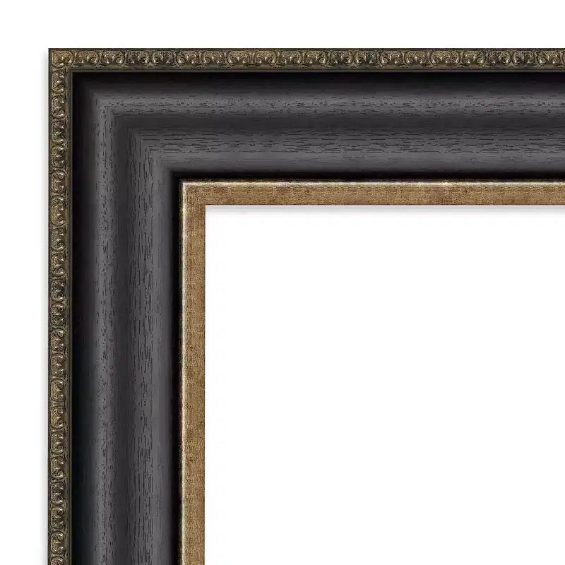 Miroir mural de salle de bain Thomas Black Bronze non biseauté 42" x 30" - Amanti Art : Rectangulaire, cadre en polystyrène, fixation murale