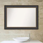 Miroir mural de salle de bain Thomas Black Bronze non biseauté 42" x 30" - Amanti Art : Rectangulaire, cadre en polystyrène, fixation murale