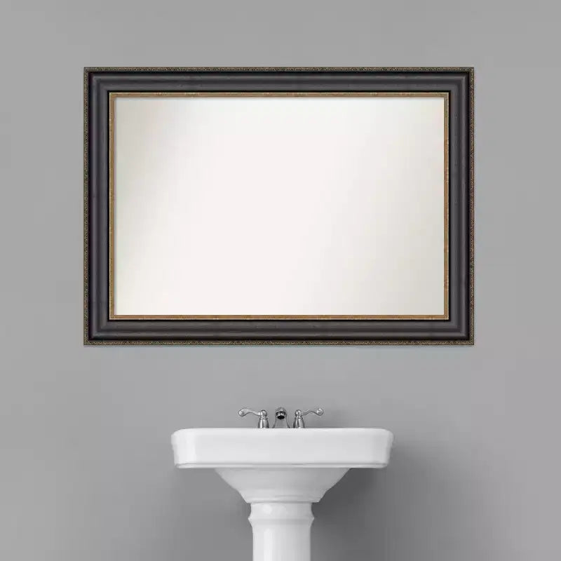 Miroir mural de salle de bain Thomas Black Bronze non biseauté 42" x 30" - Amanti Art : Rectangulaire, cadre en polystyrène, fixation murale