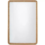 36"x24" Metal Wall Mirror with Beaded Detailing Gold - Olivia & May: Modern Rectangular Decorative Mirror, No Assembly Required