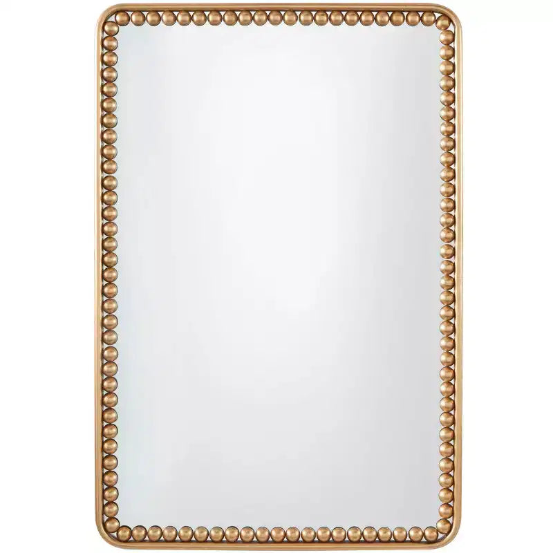 36"x24" Metal Wall Mirror with Beaded Detailing Gold - Olivia & May: Modern Rectangular Decorative Mirror, No Assembly Required