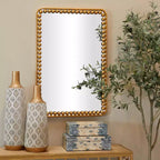 Miroir mural en métal perlé de 36 po x 24 po doré – Olivia & May : Miroir décoratif rectangulaire moderne, aucun assemblage requis