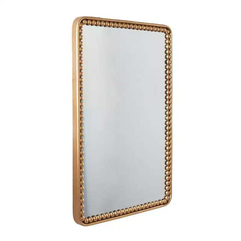 Miroir mural en métal perlé de 36 po x 24 po doré – Olivia & May : Miroir décoratif rectangulaire moderne, aucun assemblage requis