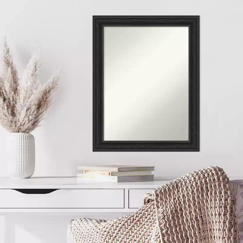 Miroir mural étroit Amanti Art 22 po x 28 po Shipwreck noir sans biseau : Rectangulaire moderne, cadre en polystyrène, quincaillerie de montage incluse