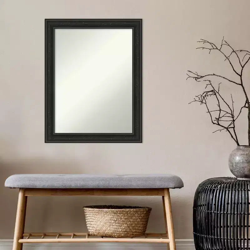 Miroir mural étroit Amanti Art 22 po x 28 po Shipwreck noir sans biseau : Rectangulaire moderne, cadre en polystyrène, quincaillerie de montage incluse