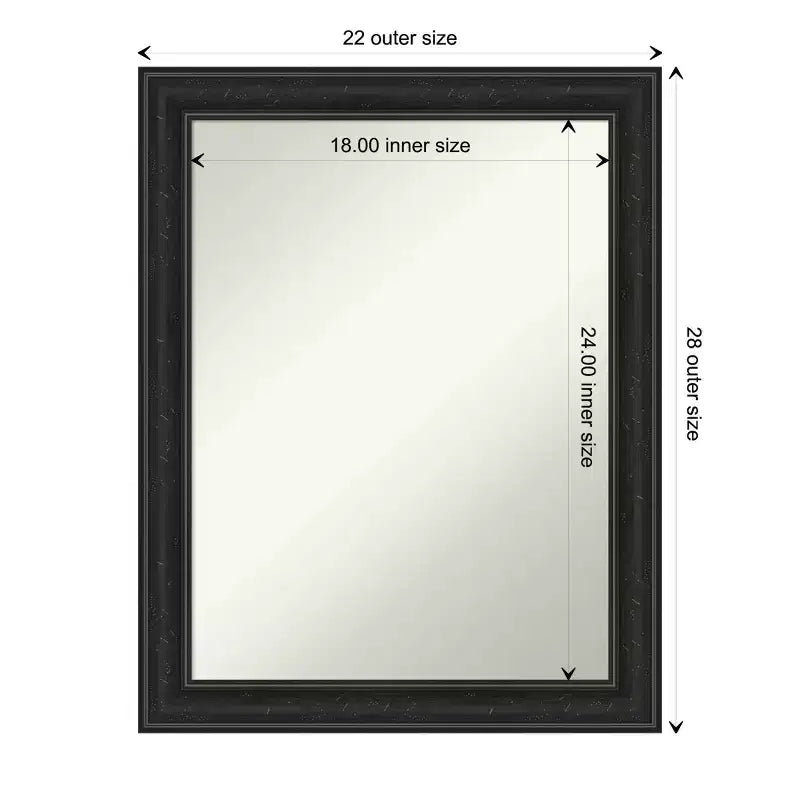 Miroir mural étroit Amanti Art 22 po x 28 po Shipwreck noir sans biseau : Rectangulaire moderne, cadre en polystyrène, quincaillerie de montage incluse
