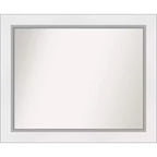 34" x 28" Non-Beveled Eva White Silver Wall Mirror - Amanti Art: Modern Rectangular, Polystyrene Frame, Includes Mounting Hardware