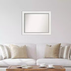 Miroir mural Eva blanc argenté non biseauté 34" x 28" - Amanti Art : Rectangulaire moderne, cadre en polystyrène, quincaillerie de montage incluse