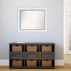 Miroir mural Eva blanc argenté non biseauté 34" x 28" - Amanti Art : Rectangulaire moderne, cadre en polystyrène, quincaillerie de montage incluse