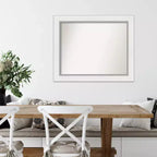 Miroir mural Eva blanc argenté non biseauté 34" x 28" - Amanti Art : Rectangulaire moderne, cadre en polystyrène, quincaillerie de montage incluse
