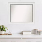 Miroir mural Eva blanc argenté non biseauté 34" x 28" - Amanti Art : Rectangulaire moderne, cadre en polystyrène, quincaillerie de montage incluse