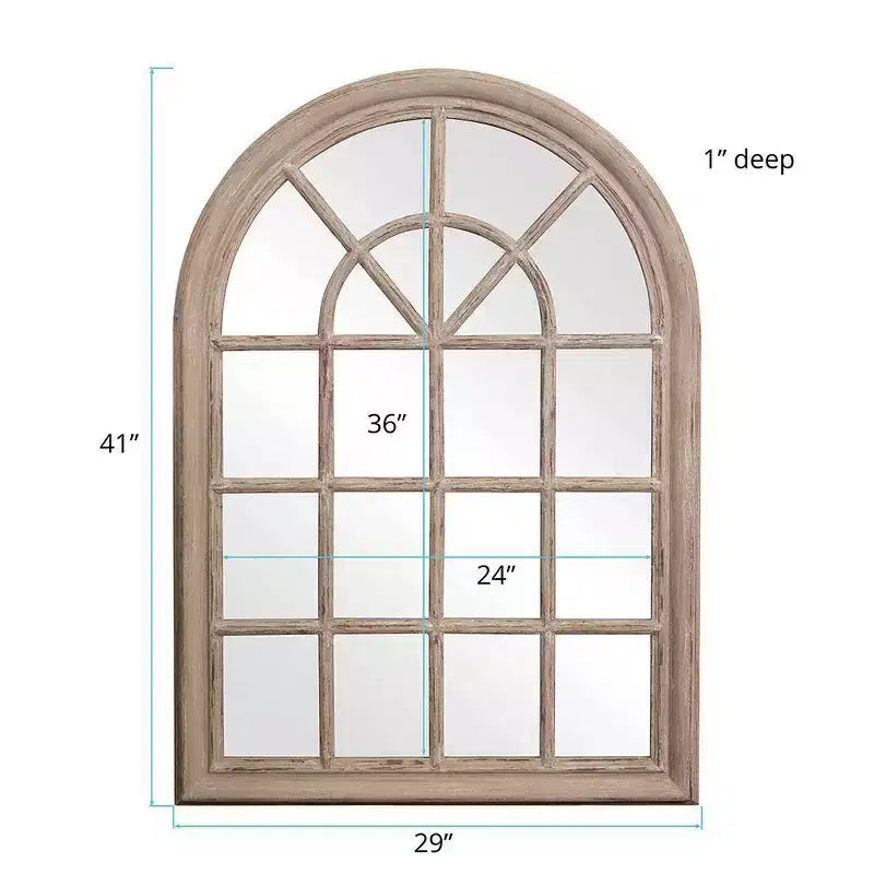 Miroir mural Howard Elliott 41"x29" avec encadrement en bois façon fenêtre, couleur taupe