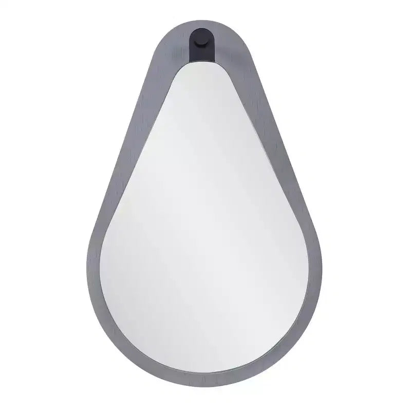 Howard Elliott 28"x18" Teardrop Saldar Gray Wood Framed Mirror with Black Metal Hook