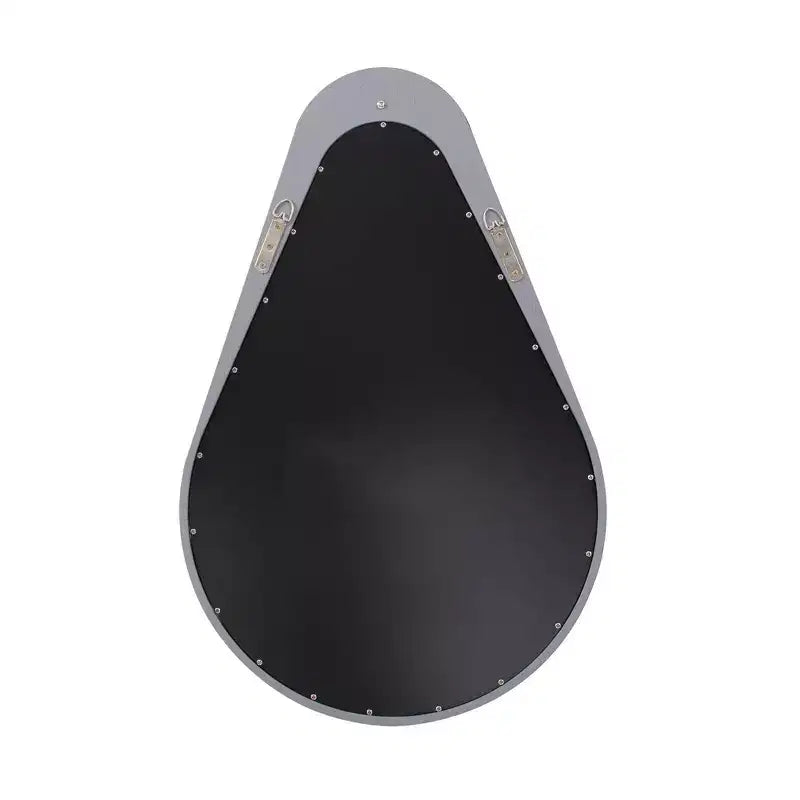 Miroir Howard Elliott Teardrop Saldar 71x46 cm avec Cadre en Bois Gris et Crochet en Métal Noir