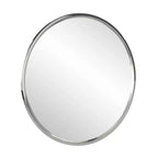 Miroir encadré rond en acier inoxydable argenté Simone de 34 pouces Howard Elliott